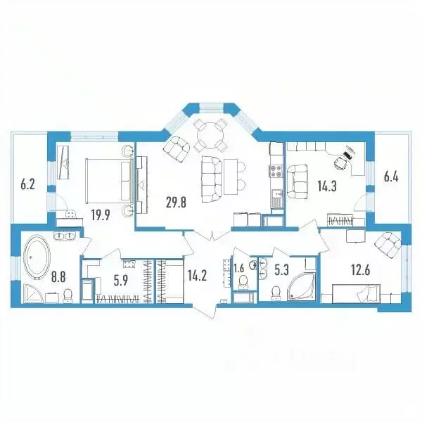 3-к кв. Санкт-Петербург бул. Головнина, 3к1 (118.7 м) - Фото 0