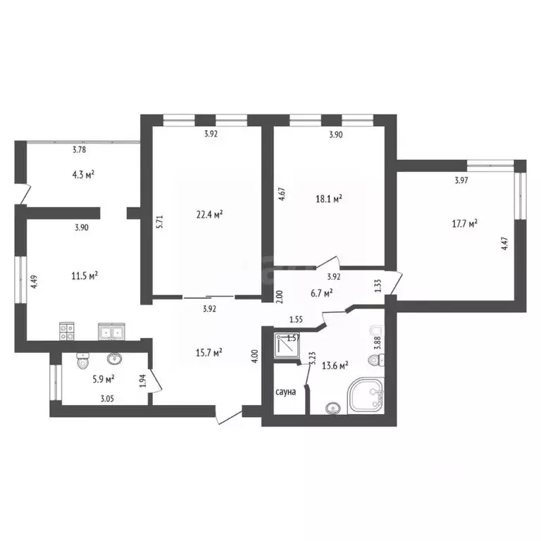3-к кв. Калининградская область, Калининград Чувашская ул., 4Г (117.6 ... - Фото 2