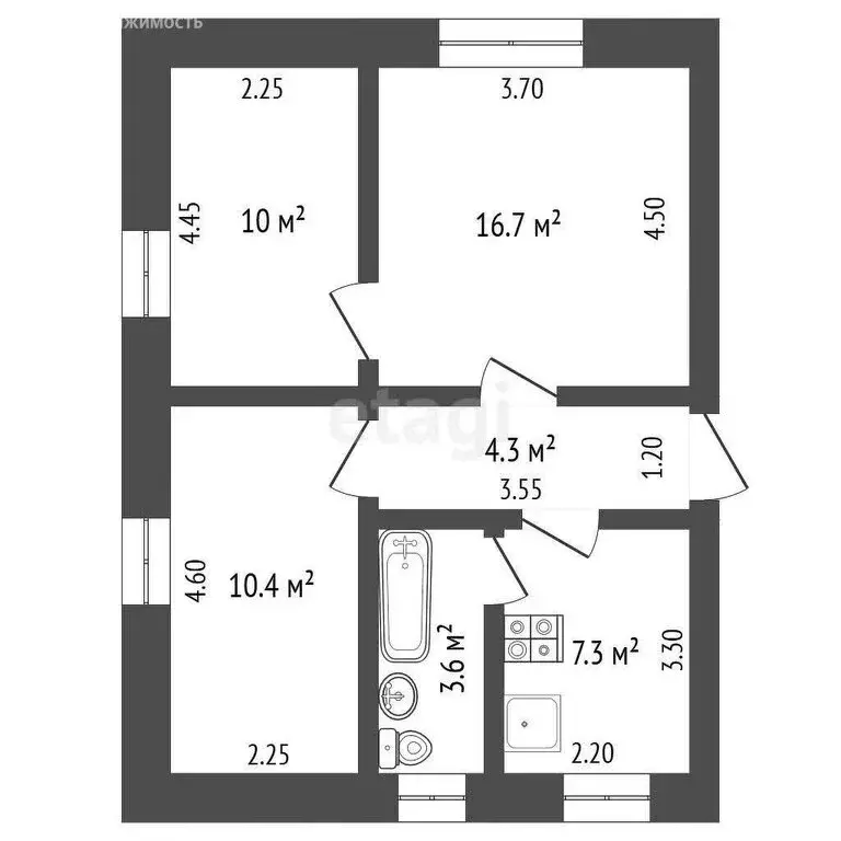 3-комнатная квартира: Ялуторовск, улица Свободы, 206 (52.3 м) - Фото 1