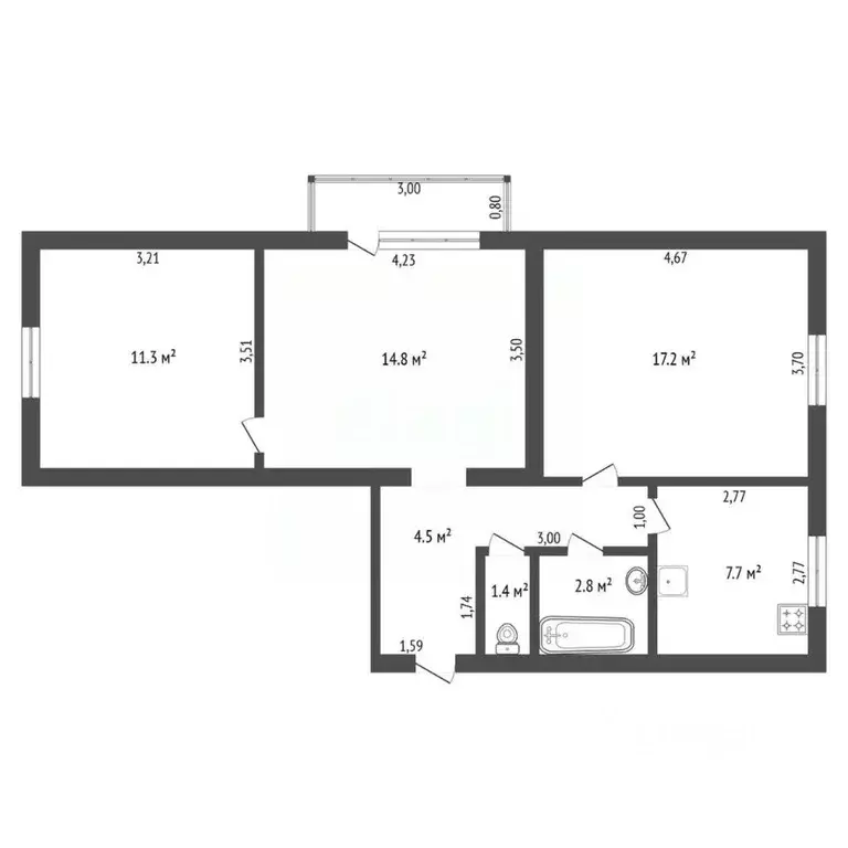 3-к кв. Амурская область, Благовещенск Красноармейская ул., 159/1 ... - Фото 2