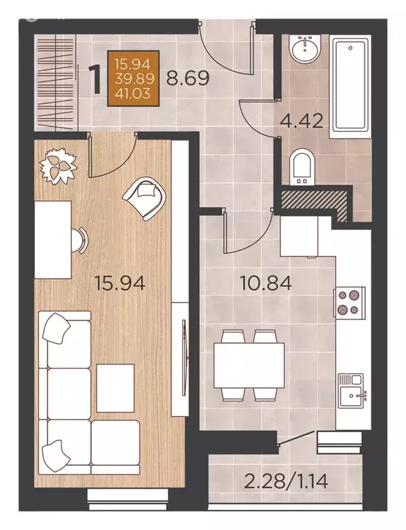 2-комнатная квартира: Краснодар, Командорская улица, 15/1 (63.81 м) - Фото 0