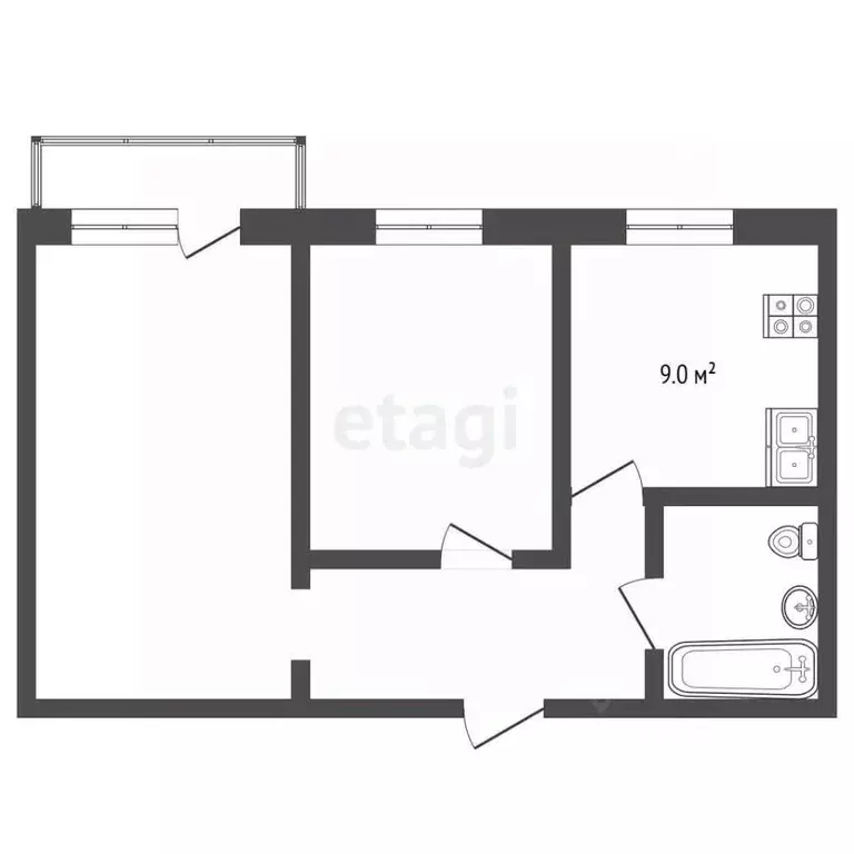 2-к кв. Московская область, Жуковский ул. Королева, 8 (44.6 м) - Фото 2