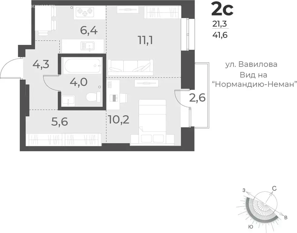 2-комнатная квартира: Новосибирск, Плановая улица, 60А (41.6 м) - Фото 0