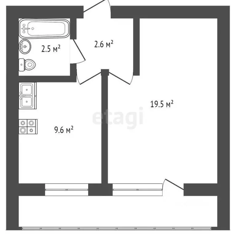 1-к кв. Москва 3-й Лихачевский пер., 2К1 (34.2 м) - Фото 1