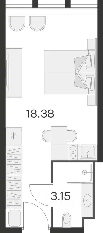 Студия Санкт-Петербург просп. Энергетиков, 2к1 (25.2 м) - Фото 2