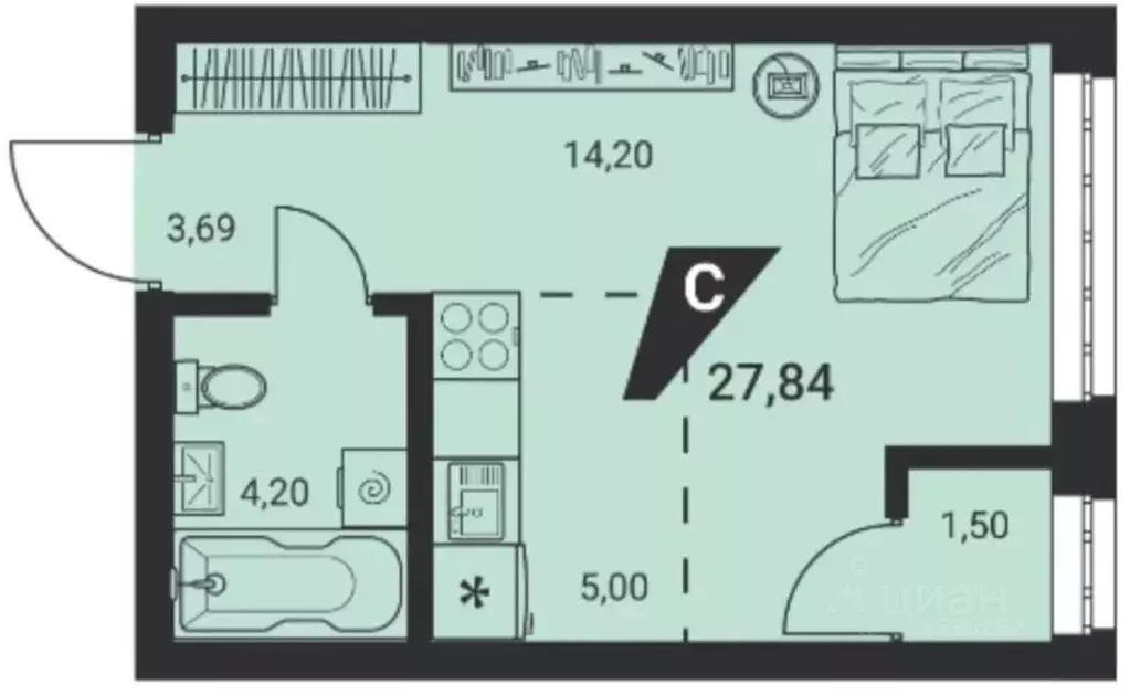 Студия Свердловская область, Екатеринбург ул. Монтерская, 8/2 (28.0 м) - Фото 1