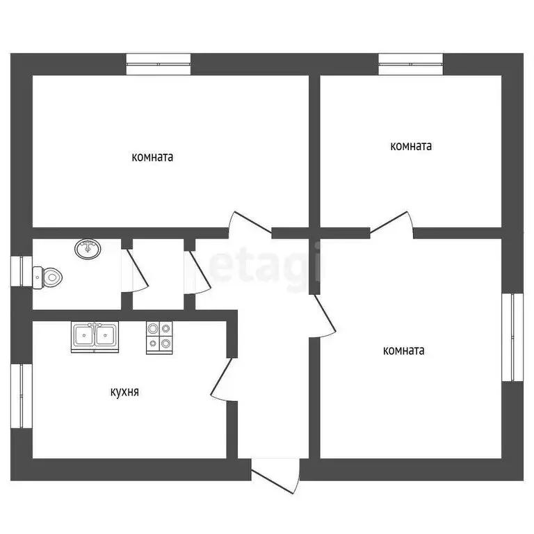 3-комнатная квартира: Великий Устюг, переулок Чехова, 53 (53.2 м) - Фото 0