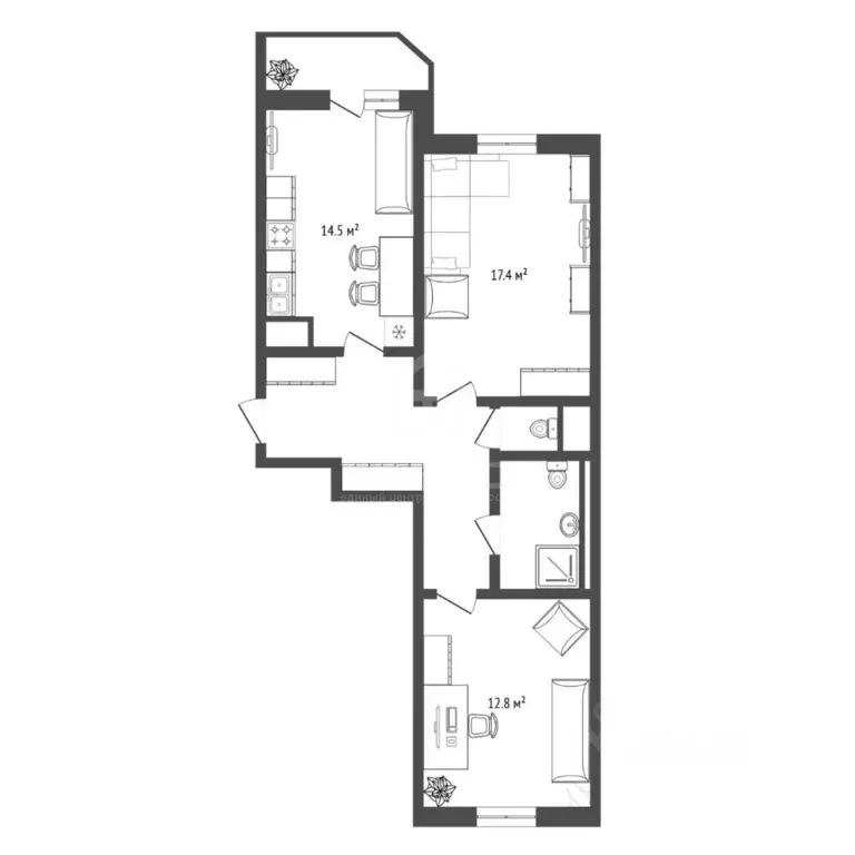 2-к кв. Ленинградская область, Мурино Всеволожский район, бул. ... - Фото 2