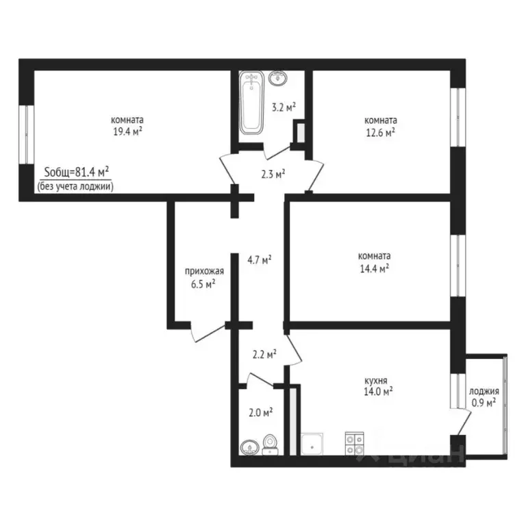 3-к кв. Москва ул. 1-я Нововатутинская, 5 (81.4 м) - Фото 2