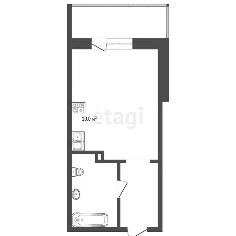 Квартира-студия: Тюмень, Газопромысловая улица, 8 (20 м) - Фото 2