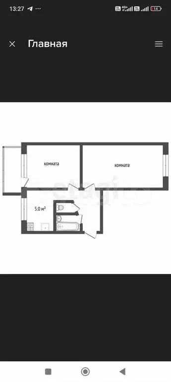 2-к. квартира, 44 м, 5/5 эт. - Фото 0