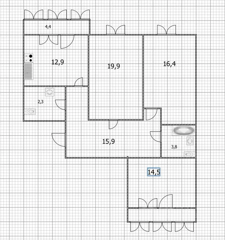 3-к кв. Башкортостан, Уфа ул. Академика Ураксина, 1 (89.5 м) - Фото 2