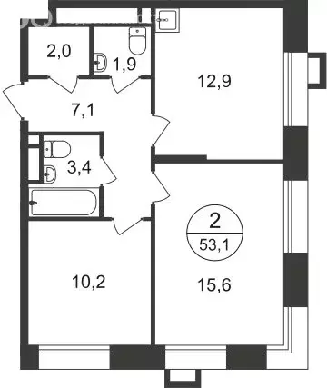 2-комнатная квартира: Московский, улица Лаптева, 7 (53.1 м) - Фото 0