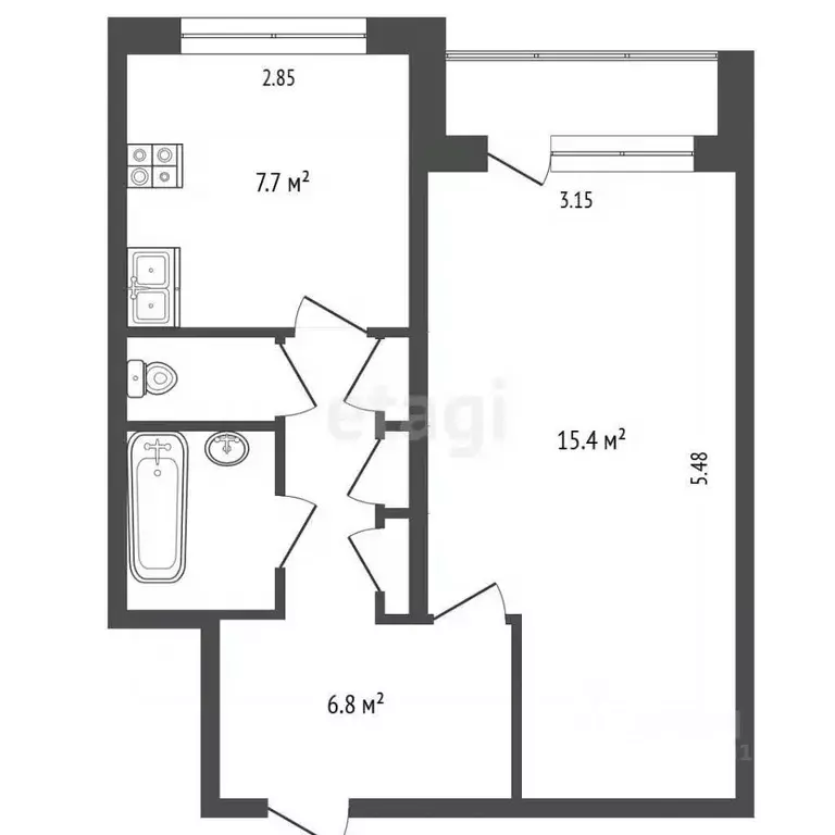 1-к кв. Ямало-Ненецкий АО, Новый Уренгой Мирный мкр, 2/2 (35.4 м) - Фото 2