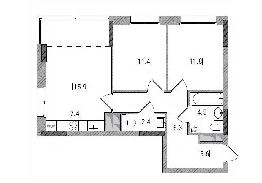 3-к кв. Кировская область, Киров Мелькомбинатовский проезд, 3 (65.3 м) - Фото 1