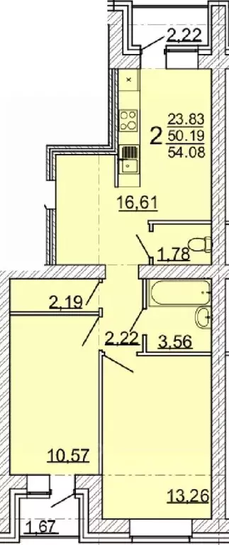 2-к кв. Воронежская область, с. Новая Усмань  (54.08 м) - Фото 1