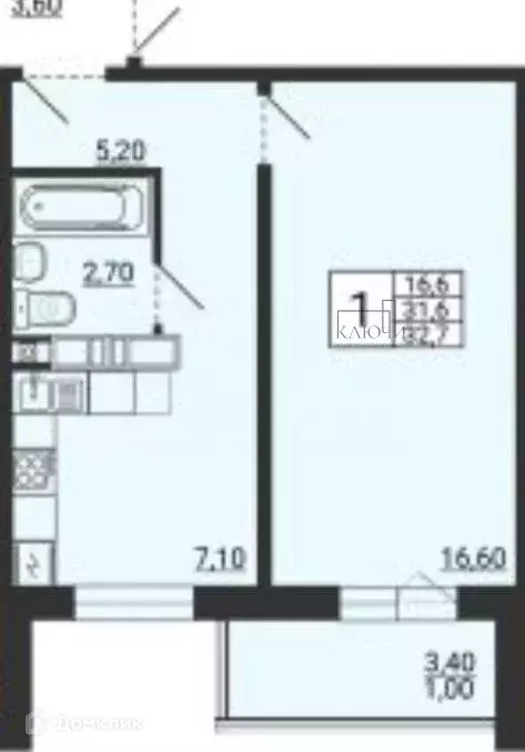 Продаётся 1-к квартира, 32.7 м - Фото 1