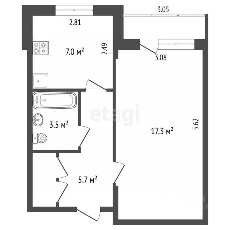 1-к кв. Омская область, Омск Заозерная ул., 36/4 (35.7 м) - Фото 0