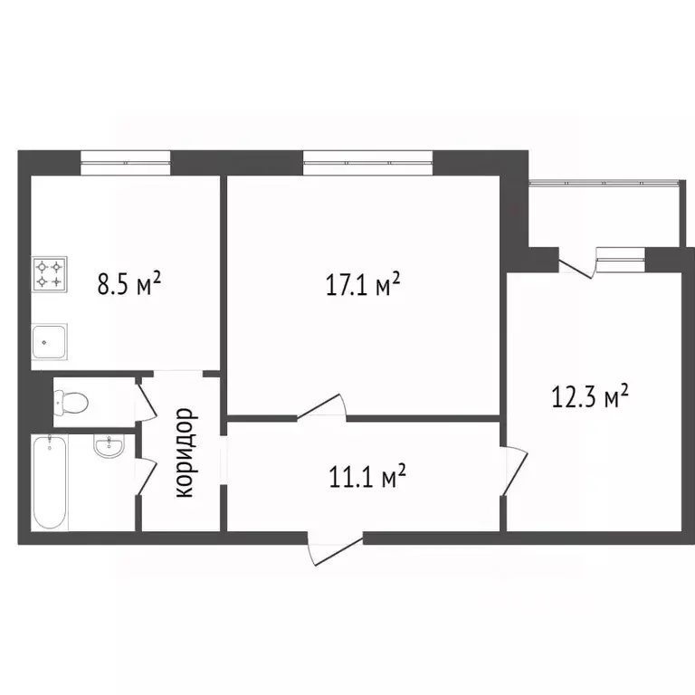 2-к кв. Красноярский край, Красноярск ул. Ладо Кецховели, 77 (53.0 м) - Фото 1
