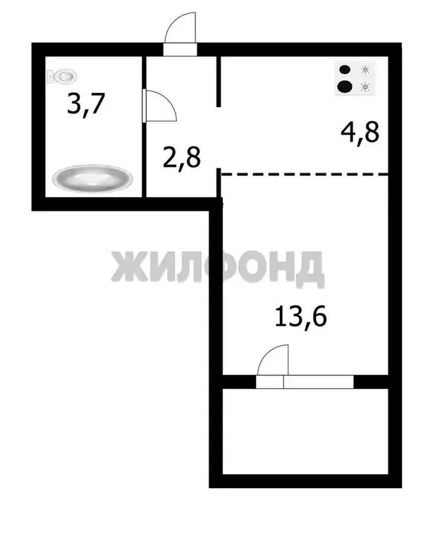 Квартира-студия: Обь, Геодезическая улица, 6Вк1 (26.4 м) - Фото 0