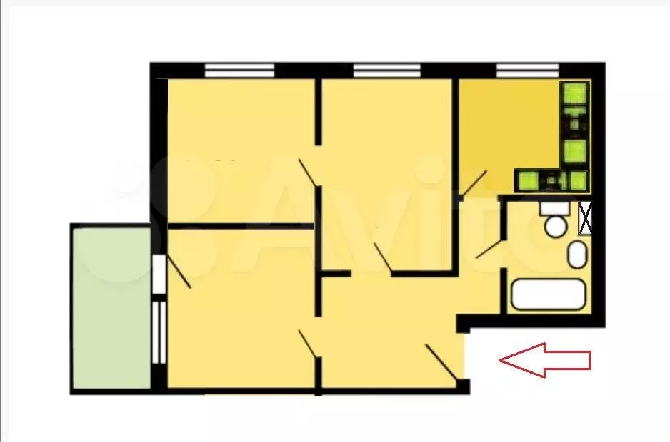 3-к. квартира, 51 м, 5/9 эт. - Фото 0