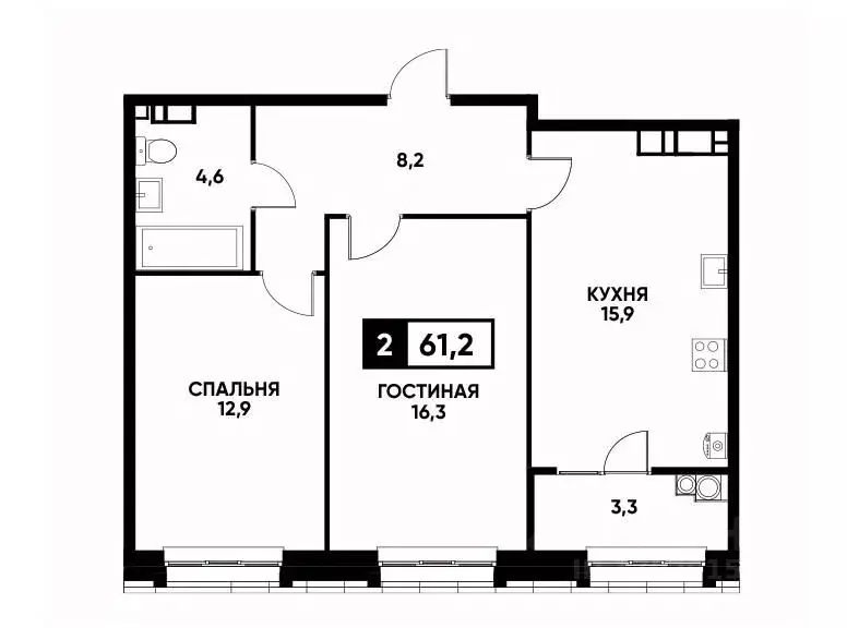 2-к кв. Ставропольский край, Ставрополь ул. Андрея Голуба, 14 (61.2 м) - Фото 0