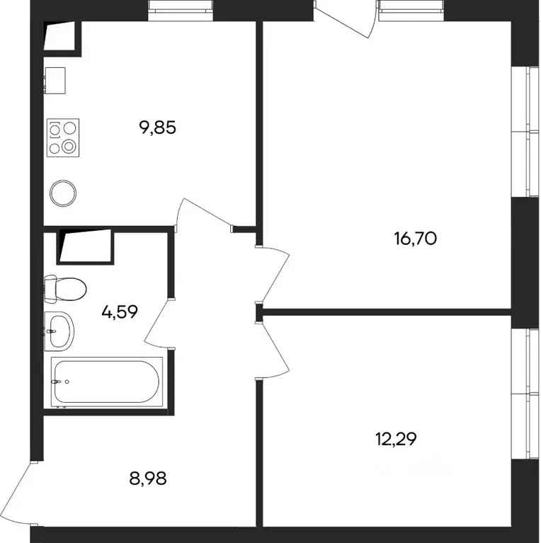 2-к кв. Крым, Евпатория городской округ, Заозерное пгт Кубики жилой ... - Фото 1