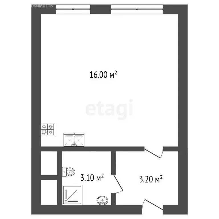 Квартира-студия: посёлок Ковалёво, улица Александра Разгонина, 1к2 (23 ... - Фото 1