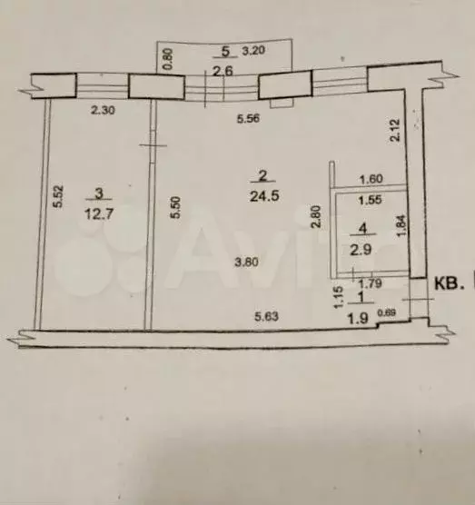2-к. квартира, 44,6 м, 5/5 эт. - Фото 0
