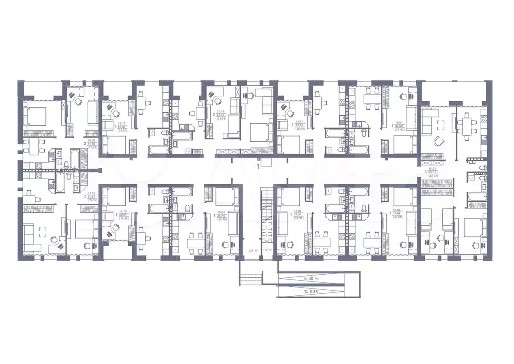 1-к. квартира, 34,5 м, 3/3 эт. - Фото 1