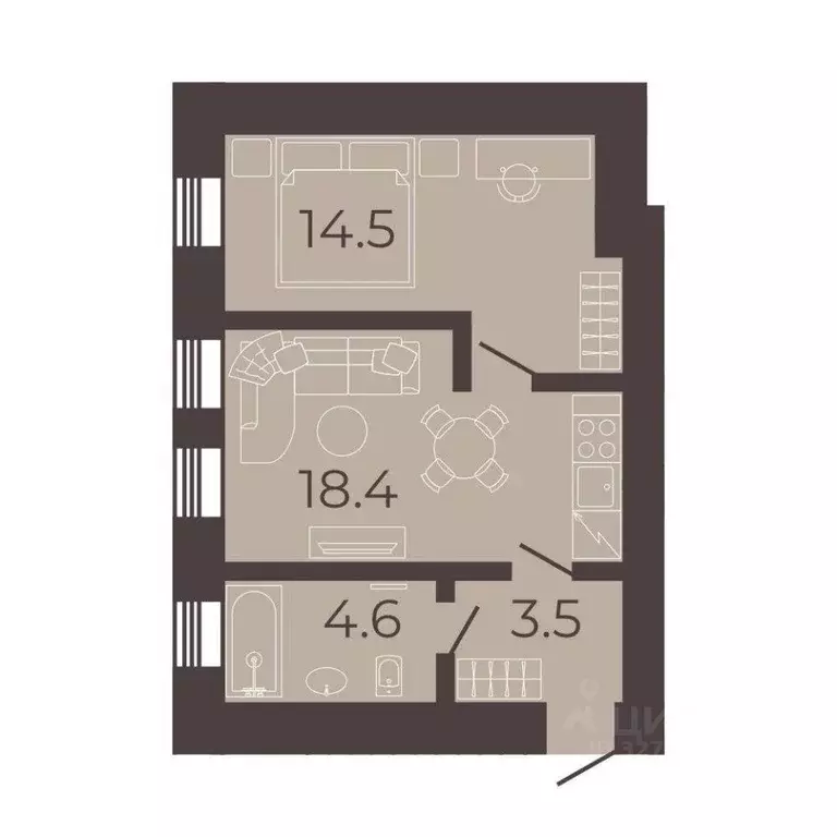 1-к кв. Санкт-Петербург наб. Канала Грибоедова, 84 (41.0 м) - Фото 1