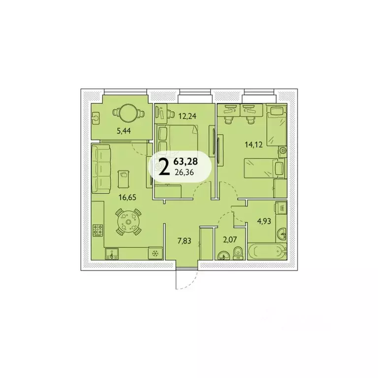 2-к кв. Брянская область, Брянский район, пос. Мичуринский, ... - Фото 0