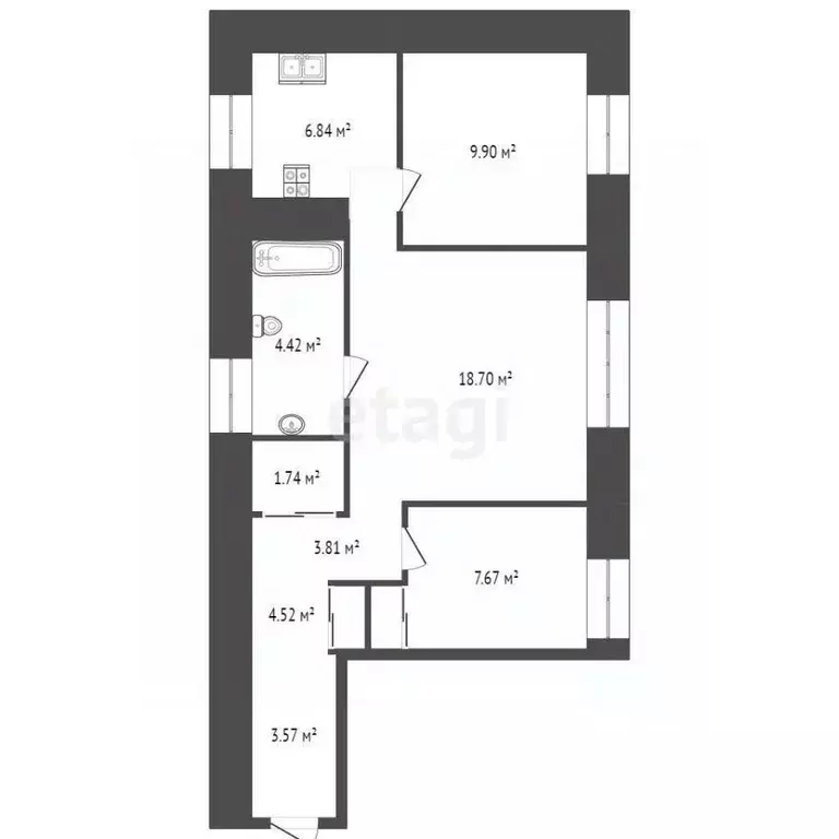 3-к кв. Самарская область, Самара Чапаевская ул., 206 (58.0 м) - Фото 2