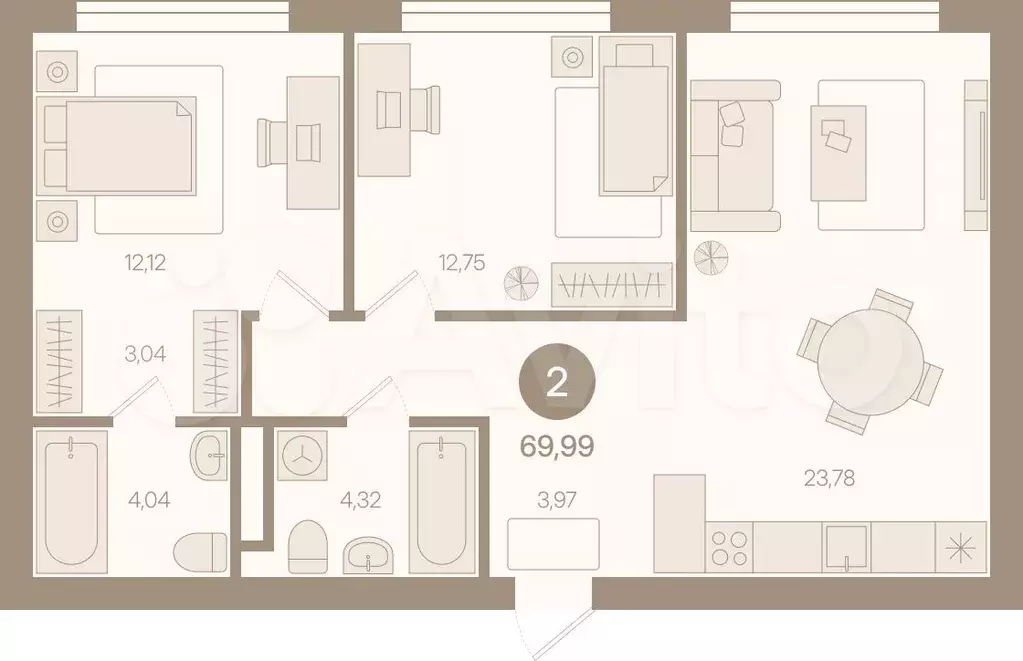 3-к. квартира, 70 м, 6/8 эт. - Фото 0