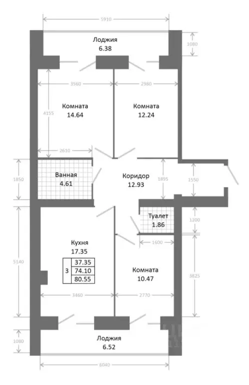 3-к кв. Ярославская область, Ярославль 2-й мкр,  (87.0 м) - Фото 0