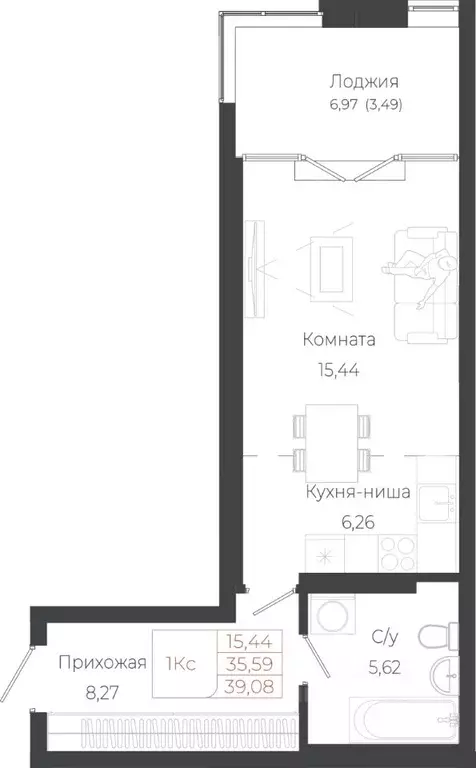 1-к кв. Алтай, Майминский район, с. Майма ул. Энергетиков (39.07 м) - Фото 1