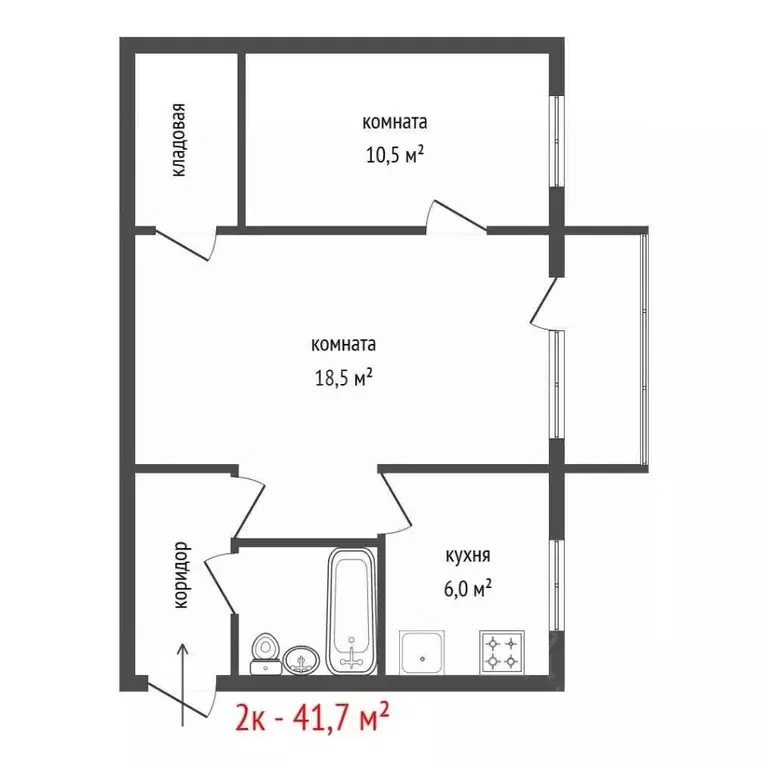 2-к кв. Свердловская область, Екатеринбург ул. Малышева, 111 (41.7 м) - Фото 1