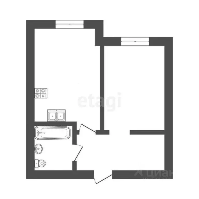 1-к кв. Тюменская область, Тюмень ул. Владислава Крапивина, 4 (33.8 м) - Фото 1