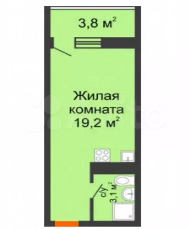 Квартира-студия, 25 м, 3/25 эт. - Фото 0