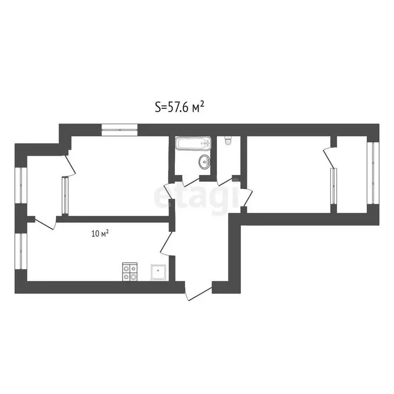 2-комнатная квартира: станица Ессентукская, улица Гагарина, 11 (57.6 ... - Фото 0