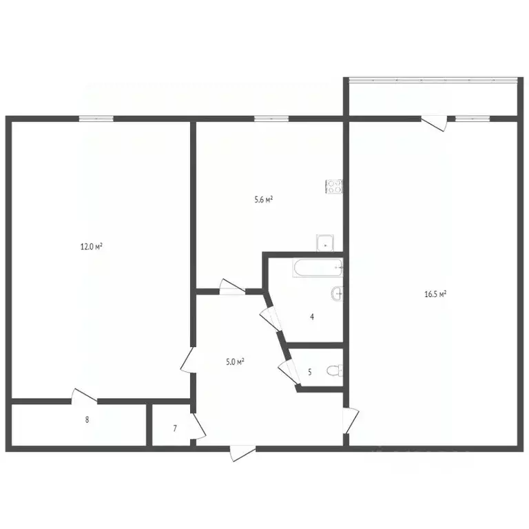 2-к кв. Амурская область, Благовещенск Станционная ул., 47 (47.6 м) - Фото 1