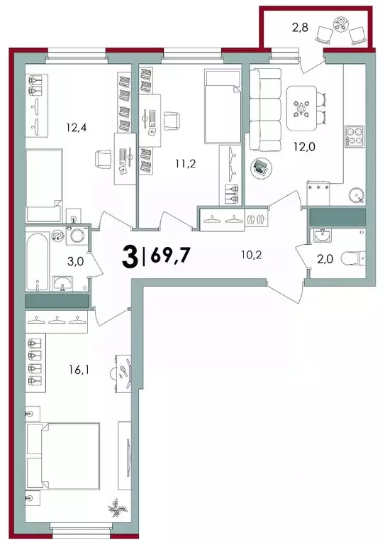 2-к кв. Тверская область, Калининский муниципальный округ, д. Батино  ... - Фото 1