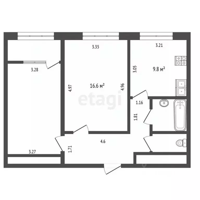 2-к кв. Москва ул. Гарибальди, 31 (58.9 м) - Фото 2