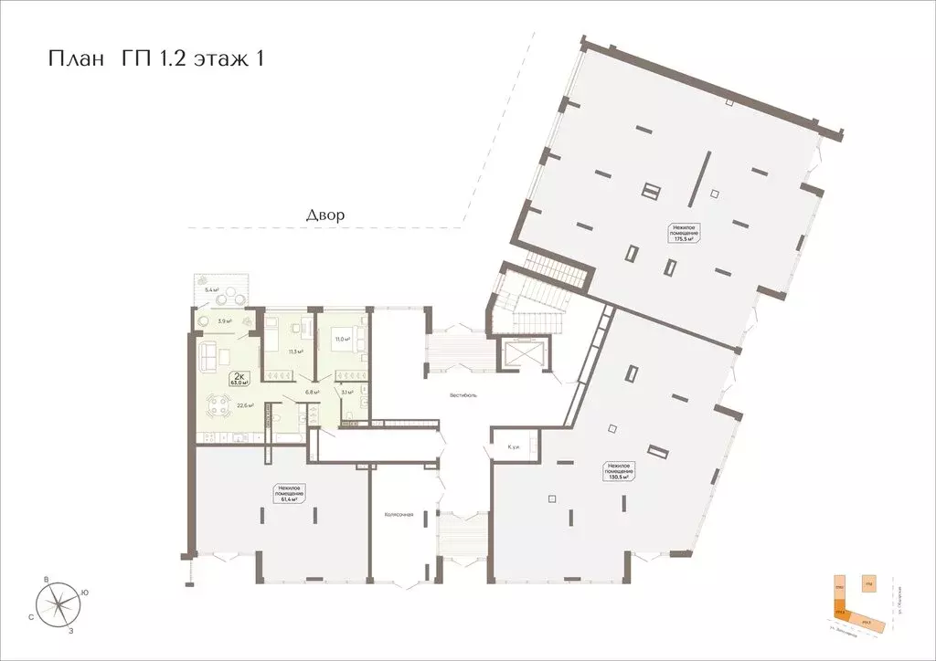 2-комнатная квартира: Тюмень, Заполярная улица, 3 (63 м) - Фото 1