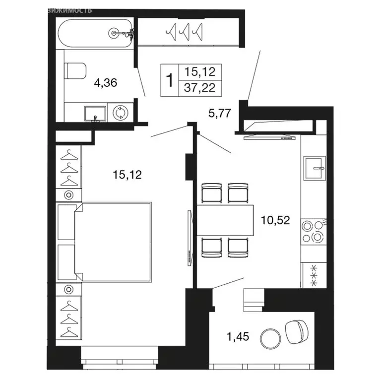 1-комнатная квартира: Апрелевка, жилой комплекс Времена Года, к11 ... - Фото 1
