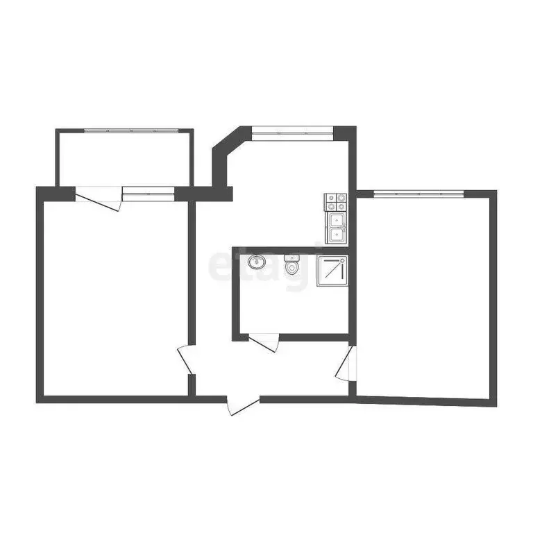2-комнатная квартира: Нальчик, Кооперативный переулок, 3 (42.9 м) - Фото 1