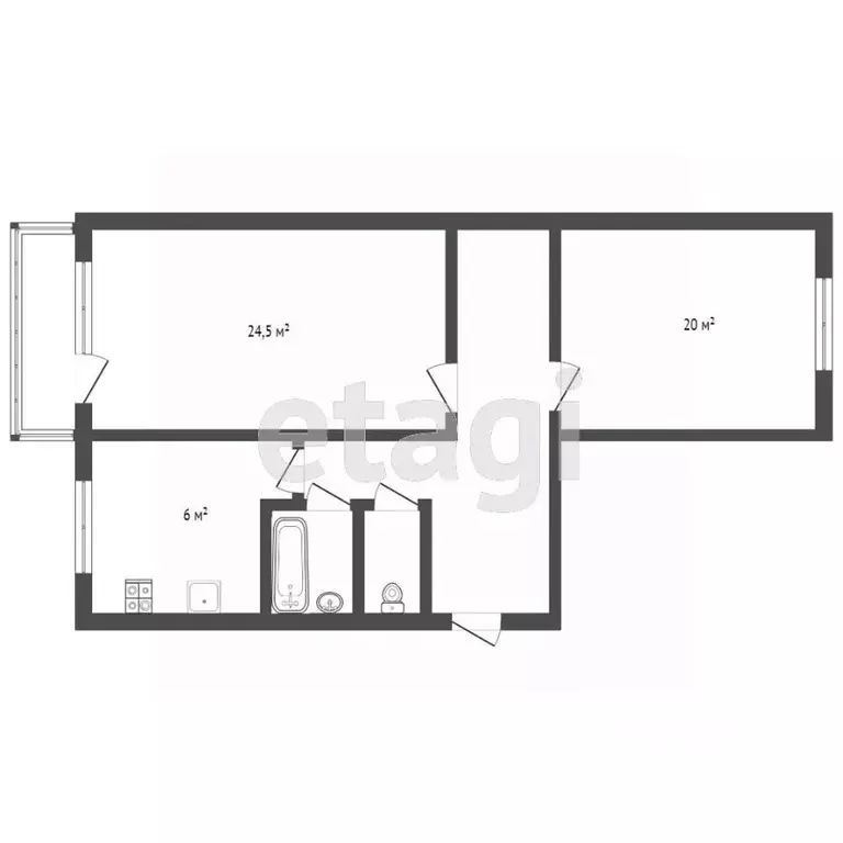 2-к кв. Тульская область, Новомосковск ул. Депо, 18А (45.0 м) - Фото 1