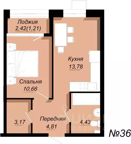 1-к кв. Приморский край, Владивосток Находкинская ул., 9Дк1 (36.9 м) - Фото 0