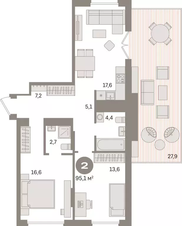 2-комнатная квартира: Екатеринбург, улица Академика Ландау, 7 (95.1 м) - Фото 1
