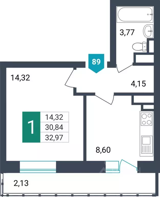 1-к кв. Забайкальский край, Чита ул. Бабушкина, 42Б (32.97 м) - Фото 0